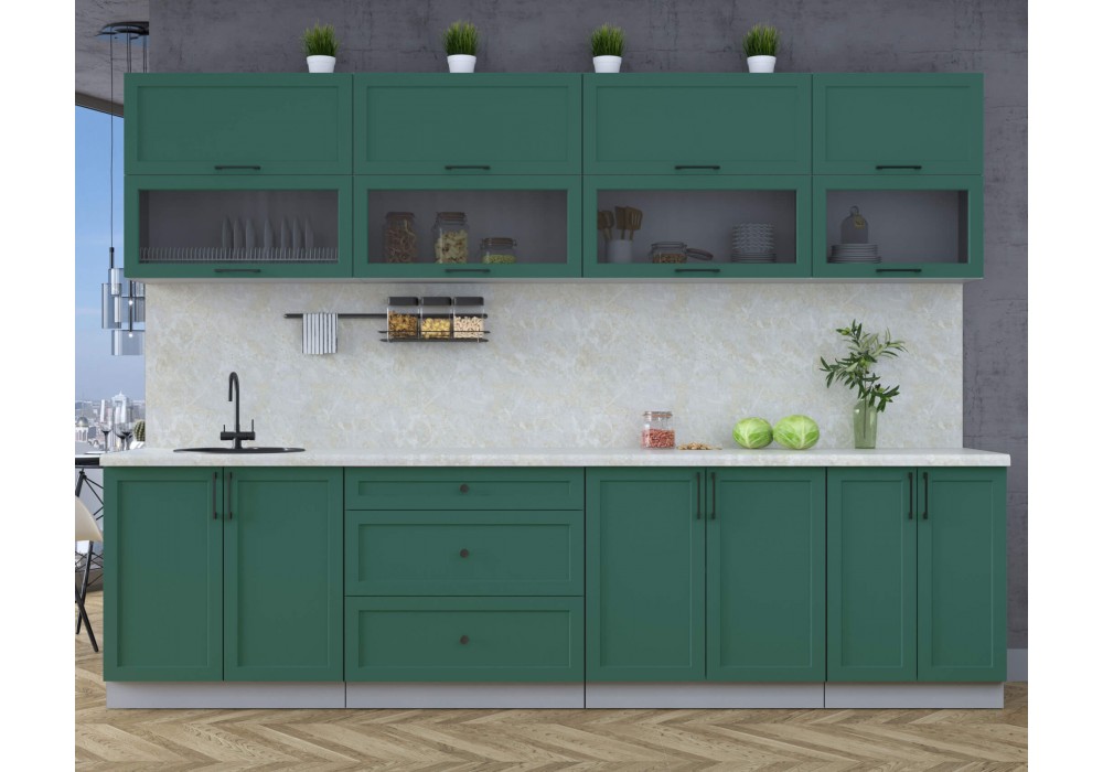 Готовая кухня Тренд Soft-touch 3,0Б (Изумруд/Изумруд) фабрика Интерлиния в Минске Готовая кухня Тренд Soft-touch 3,0Б (Изумруд/Изумруд) фабрика Интерлиния