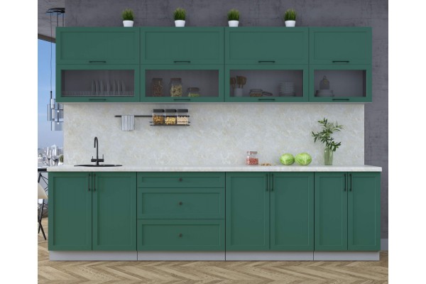 Готовая кухня Тренд Soft-touch 3,0Б (Изумруд/Изумруд) фабрика Интерлиния