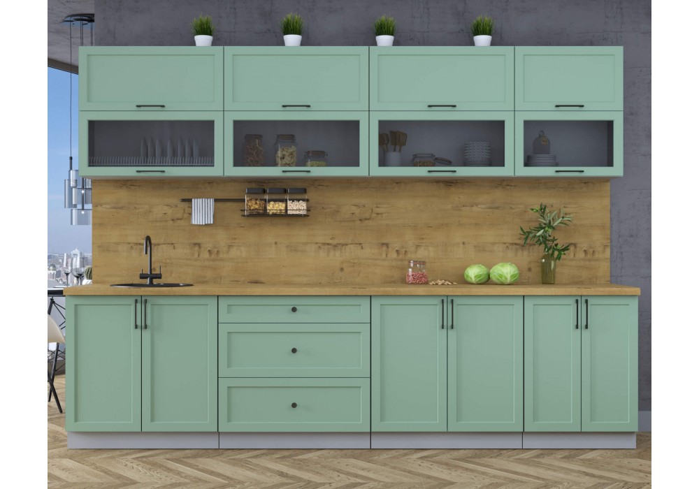 Готовая кухня Тренд Soft-touch 3,0Б (Мята/Мята) фабрика Интерлиния в Минске Готовая кухня Тренд Soft-touch 3,0Б (Мята/Мята) фабрика Интерлиния