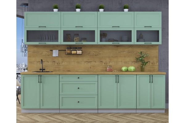 Готовая кухня Тренд Soft-touch 3,0Б (Мята/Мята) фабрика Интерлиния