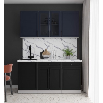 Готовая кухня Тренд Soft-touch 1,6А (Индиго/Черный) фабрика Интерлиния Готовая кухня Тренд Soft-touch 1,6А (Индиго/Черный) фабрика Интерлиния