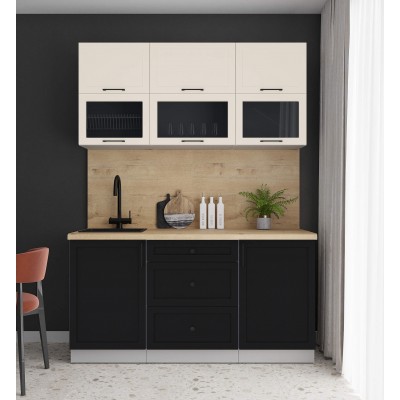 Готовая кухня Тренд Soft-touch 1,6Б (Белый/Черный) фабрика Интерлиния Готовая кухня Тренд Soft-touch 1,6Б (Белый/Черный) фабрика Интерлиния