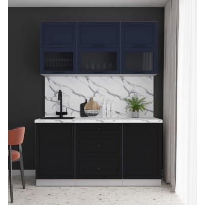 Готовая кухня Тренд Soft-touch 1,6Б (Индиго/Черный) фабрика Интерлиния Готовая кухня Тренд Soft-touch 1,6Б (Индиго/Черный) фабрика Интерлиния