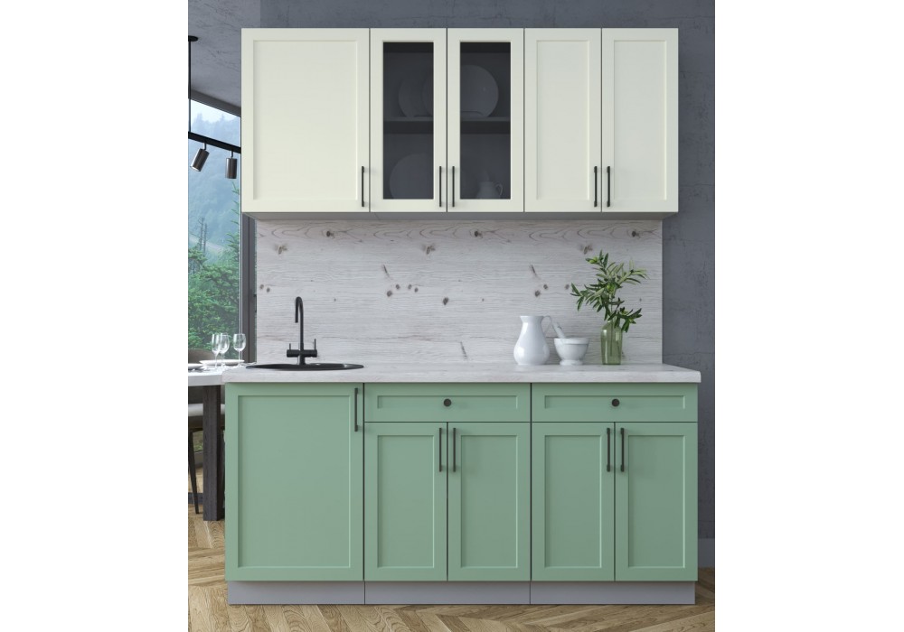 Готовая кухня Тренд Soft-touch 1,7А (Белый/Мята) фабрика Интерлиния в Минске Готовая кухня Тренд Soft-touch 1,7А (Белый/Мята) фабрика Интерлиния