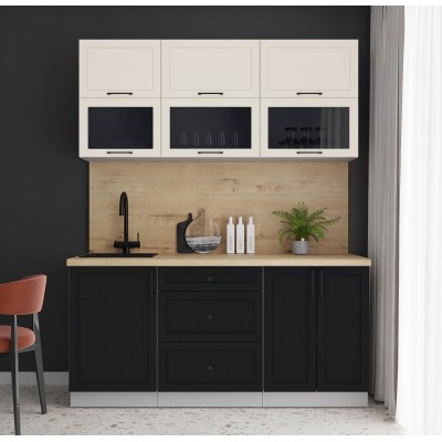 Готовая кухня Тренд Soft-touch 1,7Б (Белый/Черный) фабрика Интерлиния Готовая кухня Тренд Soft-touch 1,7Б (Белый/Черный) фабрика Интерлиния