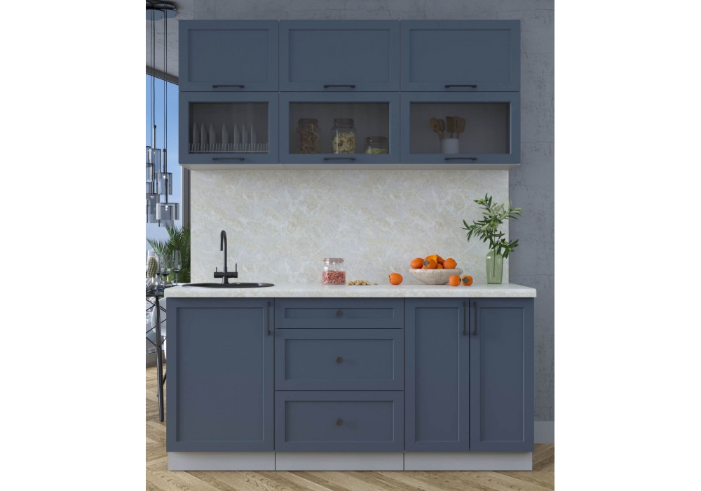 Готовая кухня Тренд Soft-touch 1,7Б (Индиго/Индиго) фабрика Интерлиния в Минске Готовая кухня Тренд Soft-touch 1,7Б (Индиго/Индиго) фабрика Интерлиния