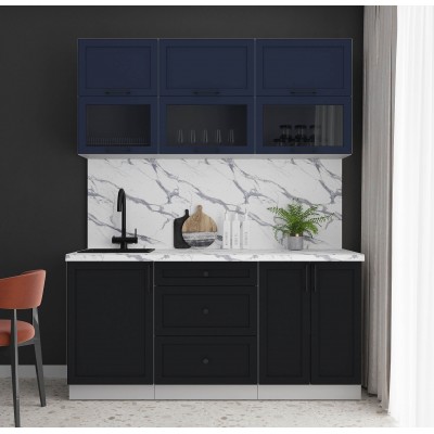 Готовая кухня Тренд Soft-touch 1,7Б (Индиго/Черный) фабрика Интерлиния Готовая кухня Тренд Soft-touch 1,7Б (Индиго/Черный) фабрика Интерлиния