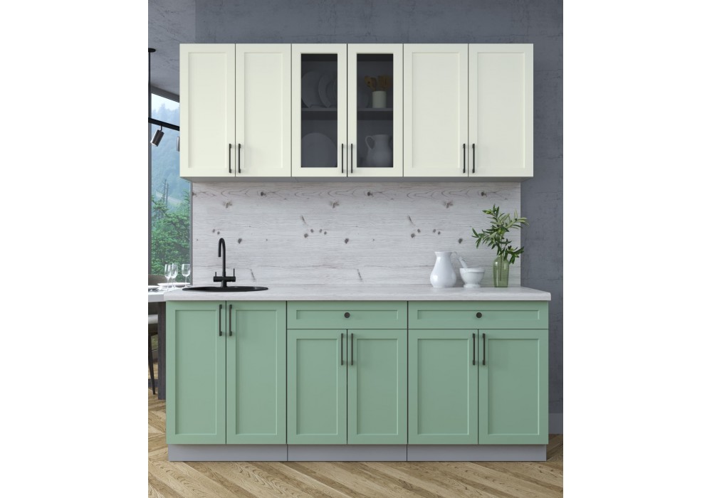 Готовая кухня Тренд Soft-touch 1,9А (Белый/Мята) фабрика Интерлиния в Минске Готовая кухня Тренд Soft-touch 1,9А (Белый/Мята) фабрика Интерлиния