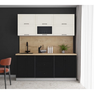 Готовая кухня Тренд Soft-touch 1,9Б (Белый/Черный) фабрика Интерлиния Готовая кухня Тренд Soft-touch 1,9Б (Белый/Черный) фабрика Интерлиния