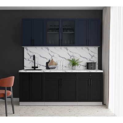 Готовая кухня Тренд Soft-touch 2,0А (Индиго/Черный) фабрика Интерлиния Готовая кухня Тренд Soft-touch 2,0А (Индиго/Черный) фабрика Интерлиния