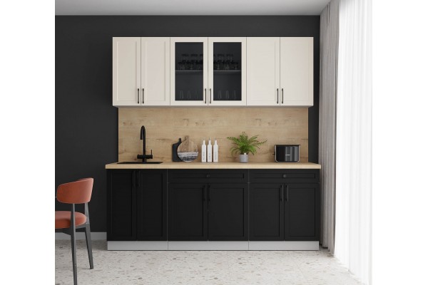 Готовая кухня Тренд Soft-touch 2,1А (Белый/Черный) фабрика Интерлиния