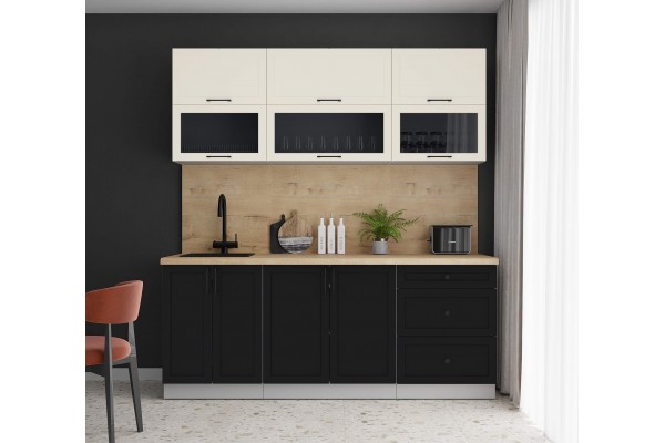 Готовая кухня Тренд Soft-touch 2,0Б (Белый/Черный) фабрика Интерлиния