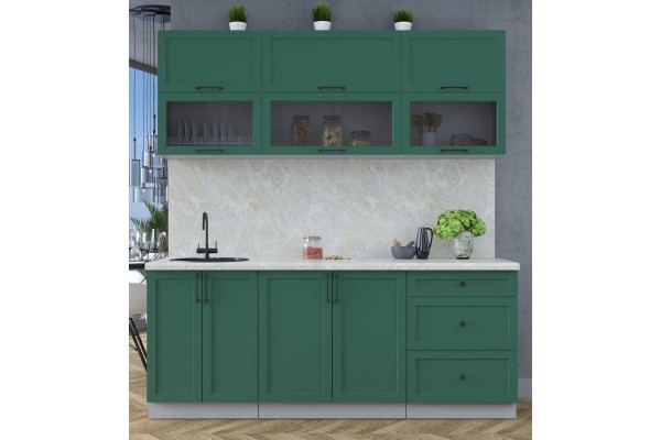 Готовая кухня Тренд Soft-touch 2,0Б (Изумруд/Изумруд) фабрика Интерлиния