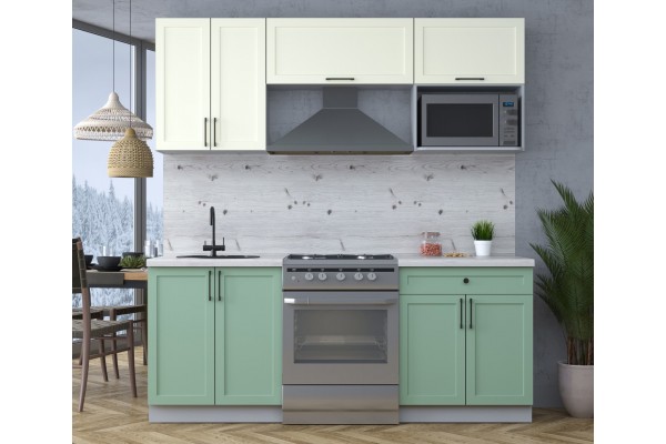 Готовая кухня Тренд Soft-touch 2,0В (Белый/Мята) фабрика Интерлиния