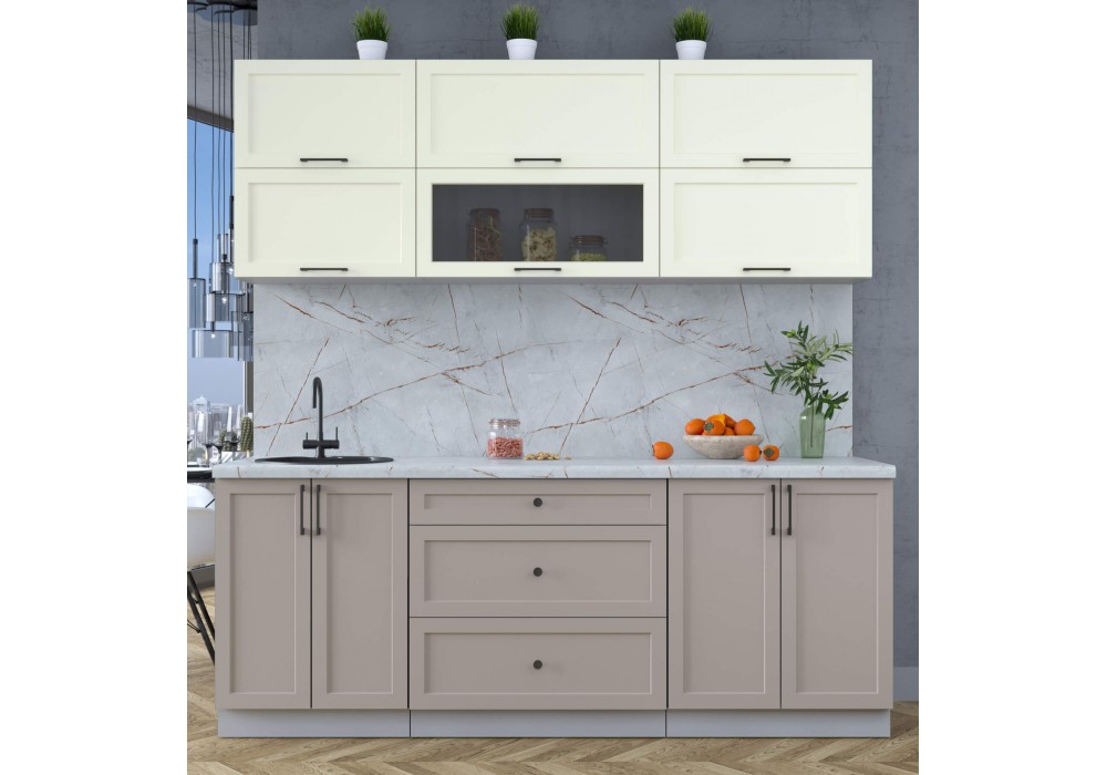 Готовая кухня Тренд Soft-touch 2,1Б (Белый/Луна) фабрика Интерлиния в Минске Готовая кухня Тренд Soft-touch 2,1Б (Белый/Луна) фабрика Интерлиния