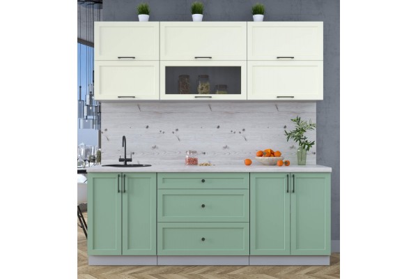 Готовая кухня Тренд Soft-touch 2,1Б (Белый/Мята) фабрика Интерлиния