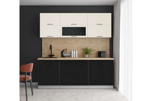 Готовая кухня Тренд Soft-touch 2,1Б (Белый/Черный) фабрика Интерлиния