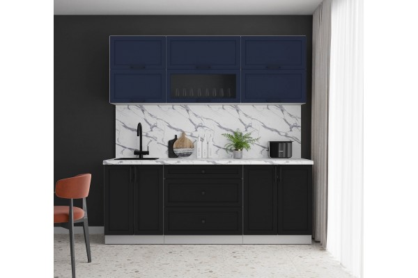 Готовая кухня Тренд Soft-touch 2,1Б (Индиго/Черный) фабрика Интерлиния
