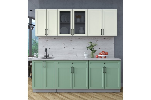 Готовая кухня Тренд Soft-touch 2,2А (Белый/Мята) фабрика Интерлиния
