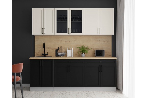 Готовая кухня Тренд Soft-touch 2,2А (Белый/Черный) фабрика Интерлиния