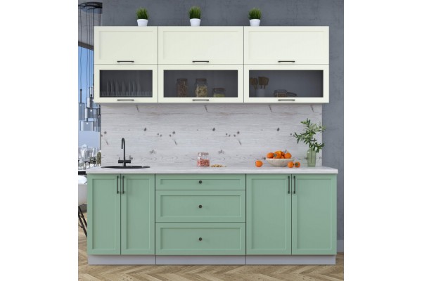 Готовая кухня Тренд Soft-touch 2,2Б (Белый/Мята) фабрика Интерлиния