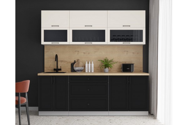 Готовая кухня Тренд Soft-touch 2,2Б (Белый/Черный) фабрика Интерлиния