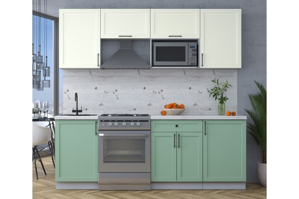 Готовая кухня Тренд Soft-touch 2,2В (Белый/Мята) фабрика Интерлиния