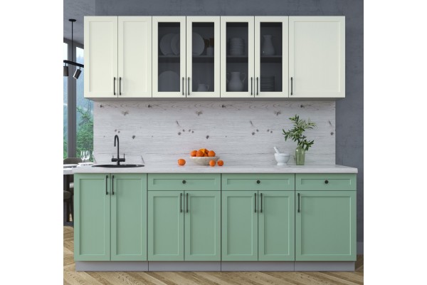 Готовая кухня Тренд Soft-touch 2,3А (Белый/Мята) фабрика Интерлиния