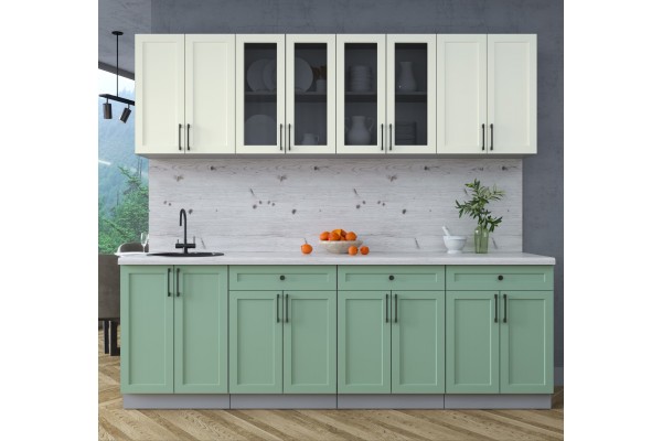 Готовая кухня Тренд Soft-touch 2,4А (Белый/Мята) фабрика Интерлиния