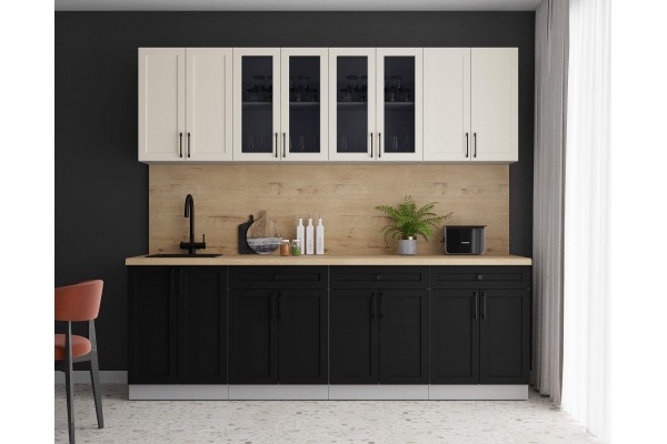 Готовая кухня Тренд Soft-touch 2,4А (Белый/Черный) фабрика Интерлиния