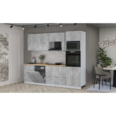 Кухонный гарнитур Мила Лайт 2,6-ПМ1 (Бетон/Дуб бунратти) фабрика Интерлиния Кухонный гарнитур Мила Лайт 2,6-ПМ1 (Бетон/Дуб бунратти) фабрика Интерлиния