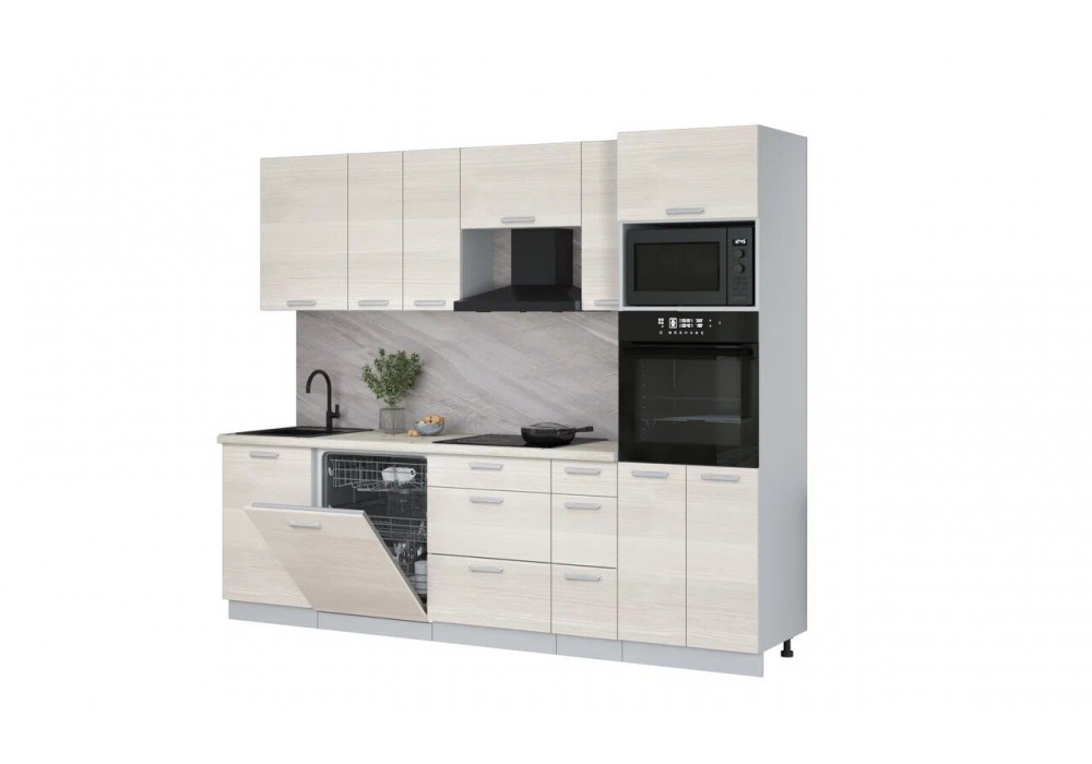 Кухонный гарнитур Мила Лайт 2,6-ПМ1 (Вудлайн кремовый/Сосна бискайская) фабрика Интерлиния в Минске Кухонный гарнитур Мила Лайт 2,6-ПМ1 (Вудлайн кремовый/Сосна бискайская) фабрика Интерлиния