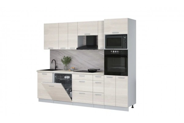 Кухонный гарнитур Мила Лайт 2,6-ПМ1 (Вудлайн кремовый/Сосна бискайская) фабрика Интерлиния