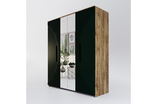 Шкаф для одежды 4Д Монтале КМК 0966.1 (Дуб канзас / зеленый матовый)