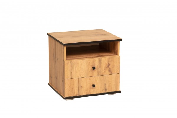 Тумба прикроватная  Либерти 51.17  (опора h=20мм) (дуб вотан / черный / профиль: Masa Decor дуб вотан) Фабрика Олмеко