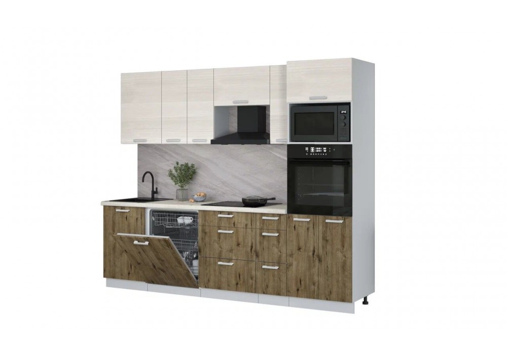 Кухонный гарнитур Мила Лайт 2,6-ПМ1 (Вудлайн кремовый/Дуб Веллингтон/Сосна бискайская) фабрика Интерлиния в Минске Кухонный гарнитур Мила Лайт 2,6-ПМ1 (Вудлайн кремовый/Дуб Веллингтон/Сосна бискайская) фабрика Интерлиния