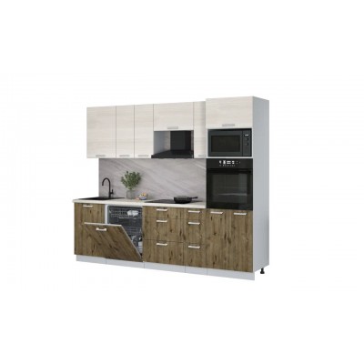 Кухонный гарнитур Мила Лайт 2,6-ПМ1 (Вудлайн кремовый/Дуб Веллингтон/Сосна бискайская) фабрика Интерлиния Кухонный гарнитур Мила Лайт 2,6-ПМ1 (Вудлайн кремовый/Дуб Веллингтон/Сосна бискайская) фабрика Интерлиния